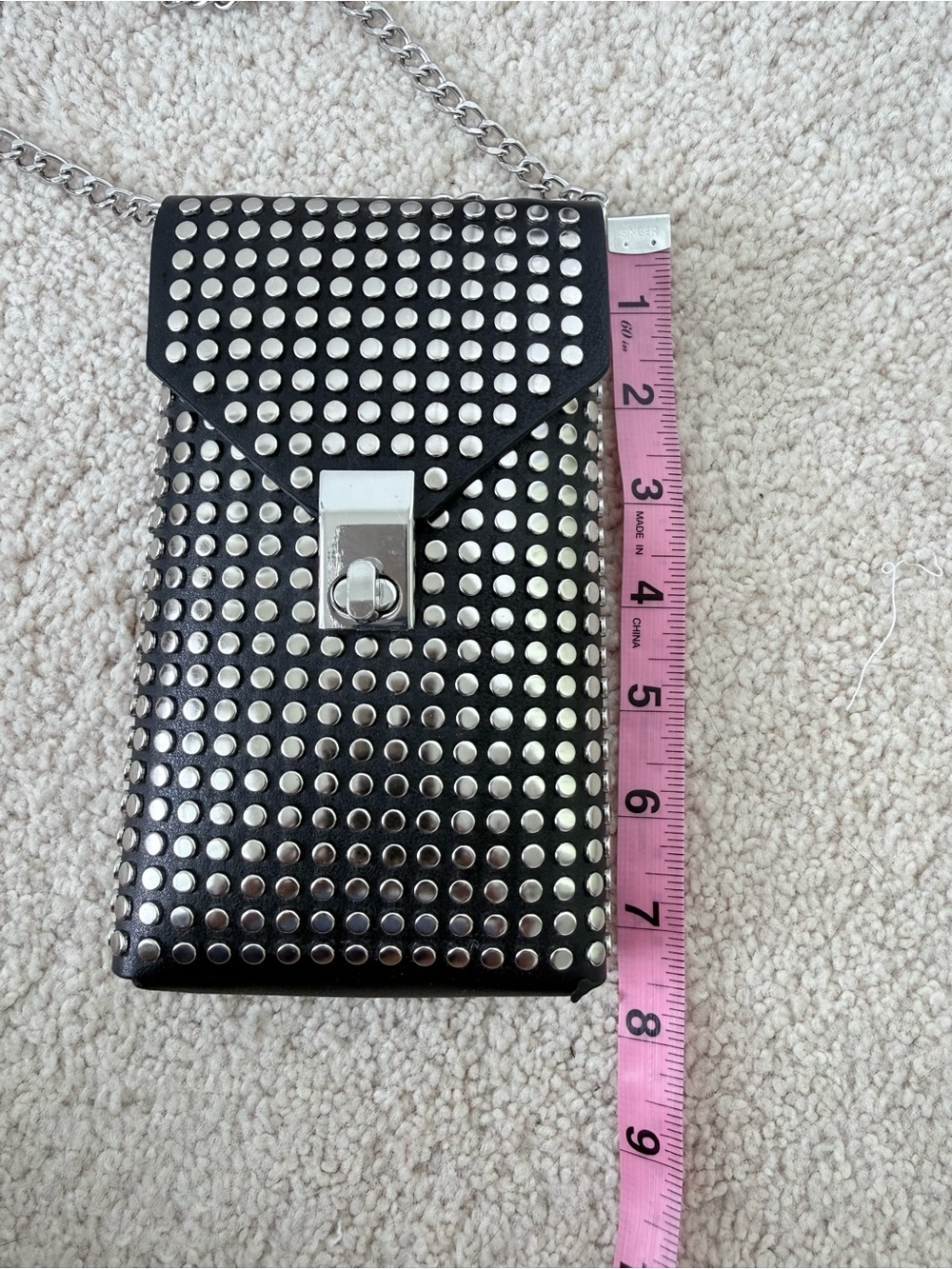 Stradivarius Black Studded Mini Crossbody Bag with Chain - Picture 11 of 13